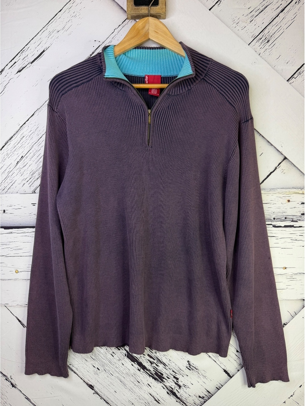 Levi’s Vintage Y2K Ribbed Sweater Pullover Quarter Zip Mens Medium